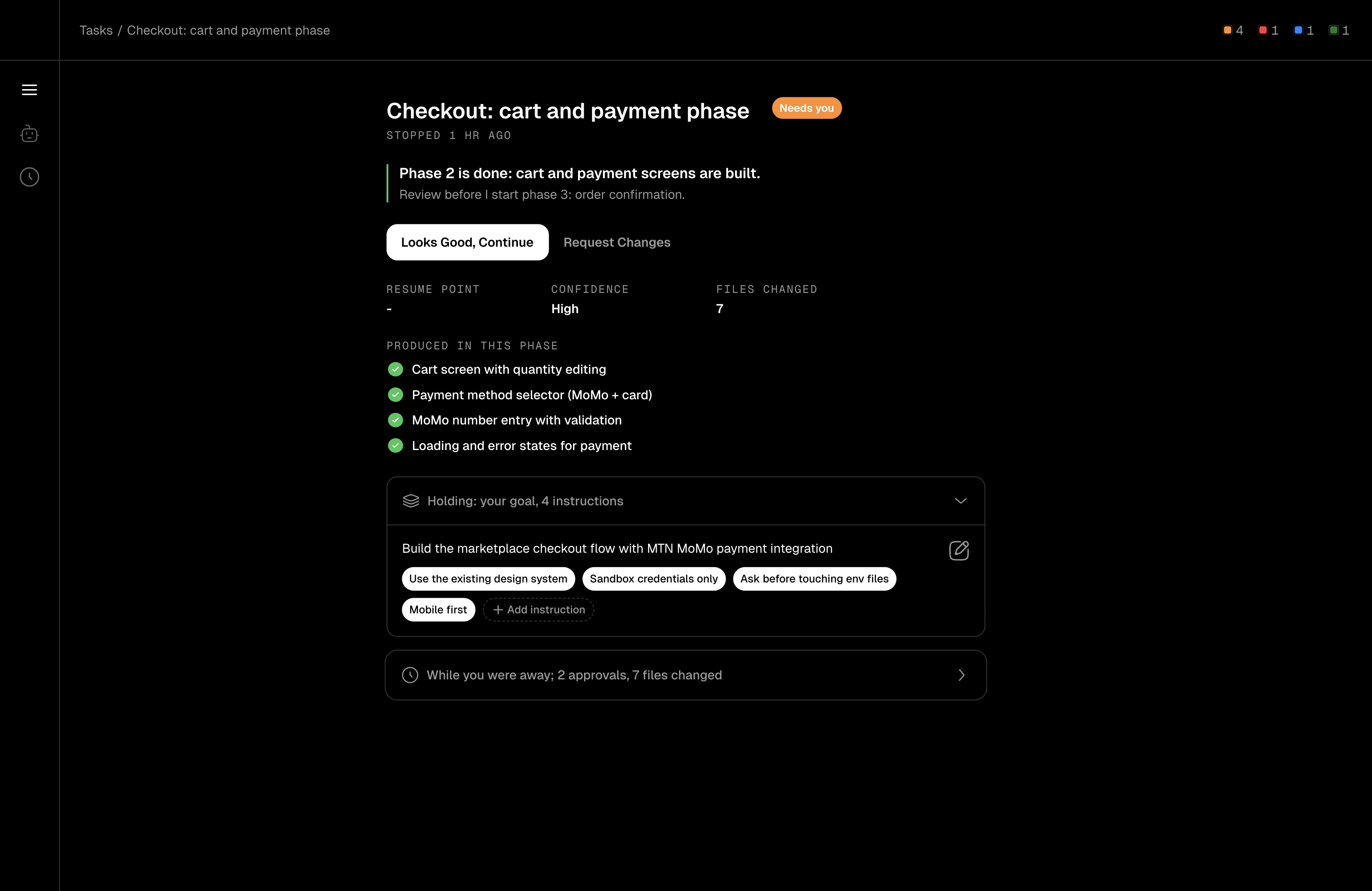 Handoff, the agent's task state made inspectable