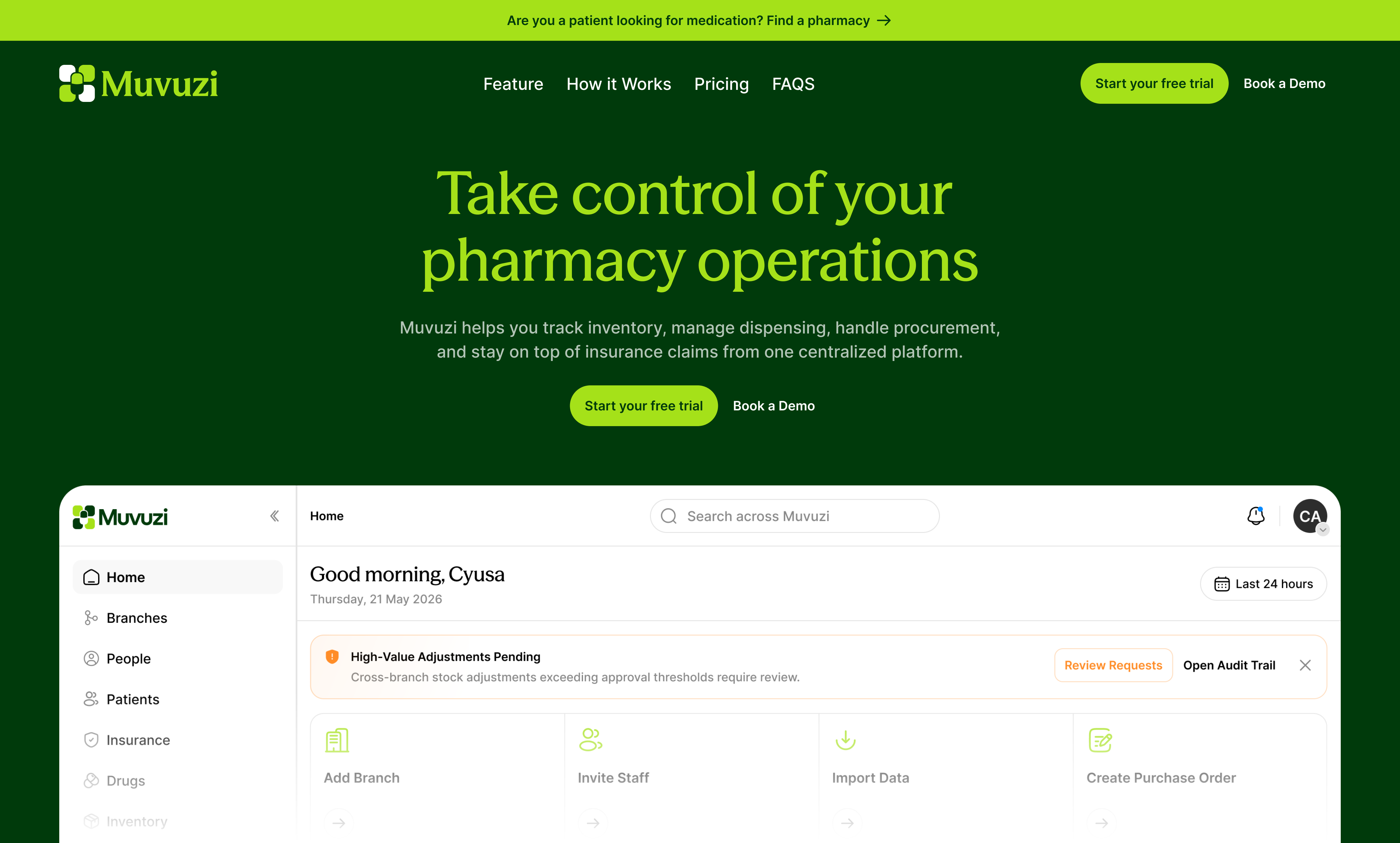 Muvuzi, Designing the brand, website and product experience for a pharmacy platform built for everyday operations