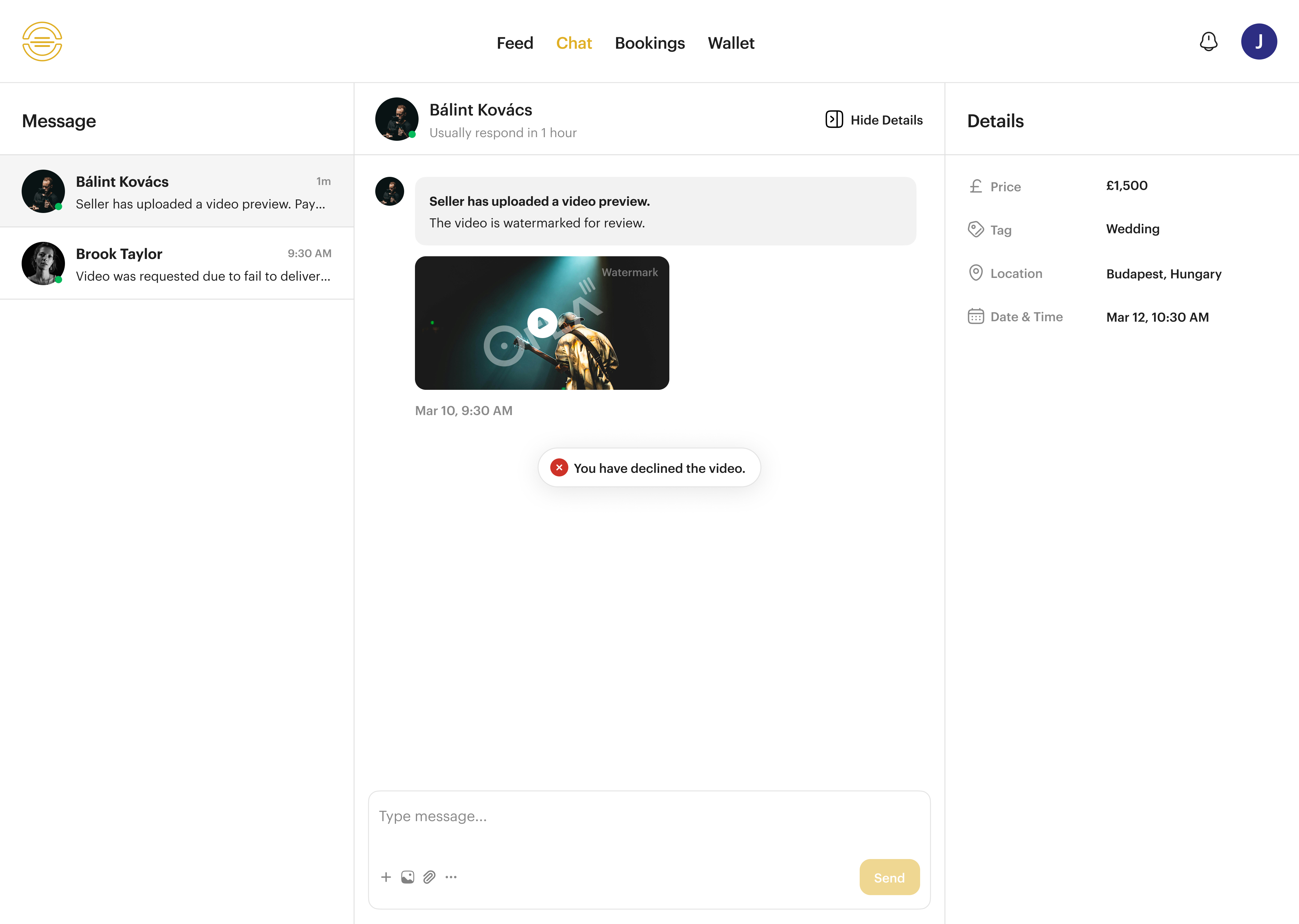 Orla3, a declined video preview with the payment held