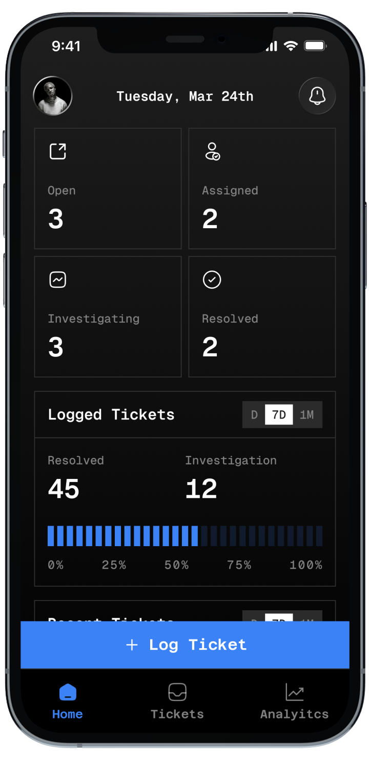 InspectorApp – home dashboard