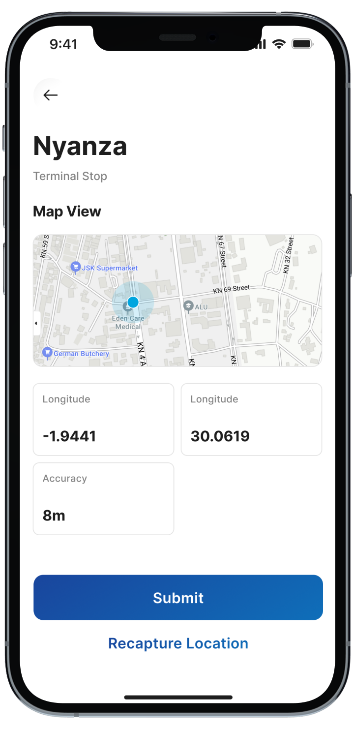 AC Mobility – map stop submit